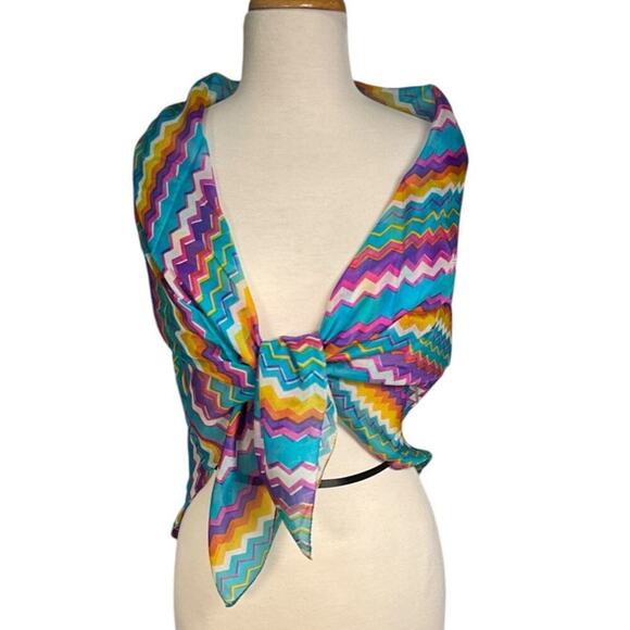 Raj 100% Large Silk Scarf Colorful Fun Classic  One Size NWT - Picture 2 of 10